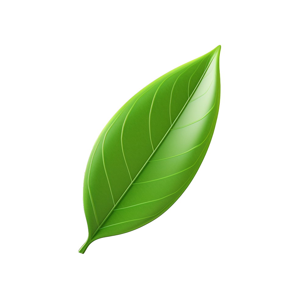 AI generated 3d green leaf isolated on transparent background png