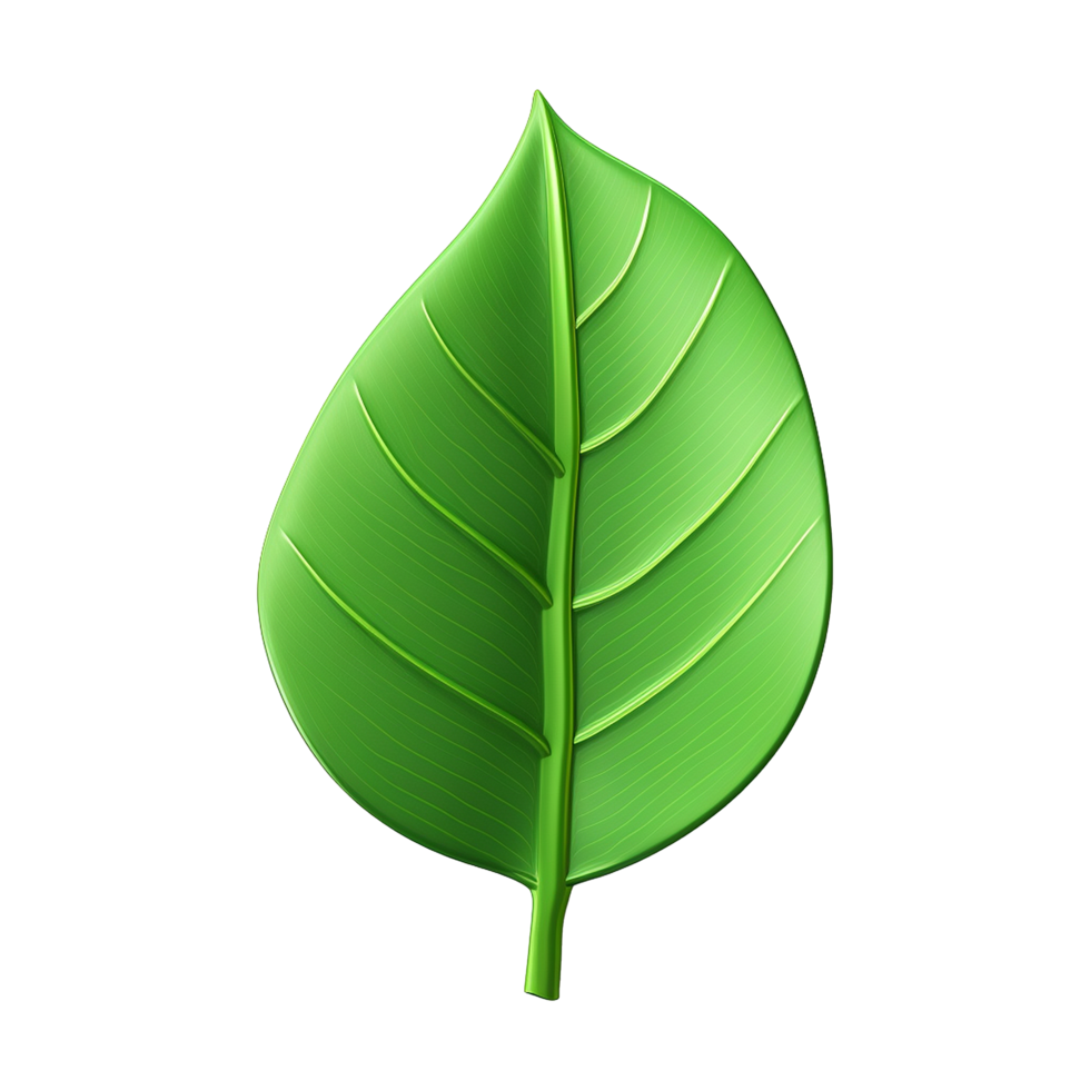 AI generated 3d green leaf isolated on transparent background png