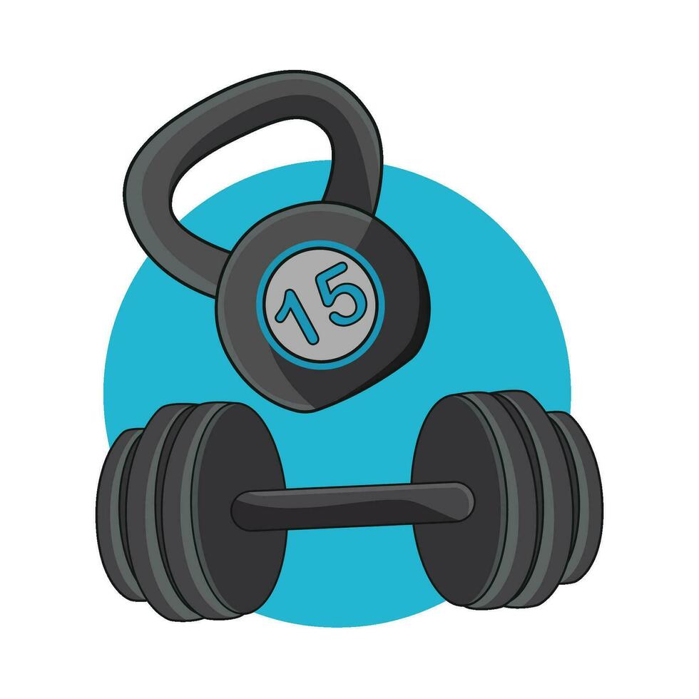 illustration of kettlebell and barbell vector