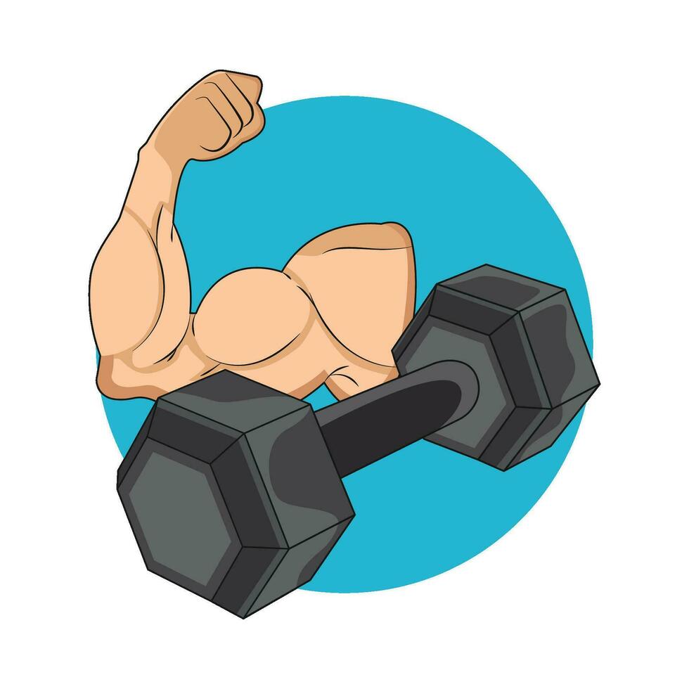 illustration of muscle with barbell vector