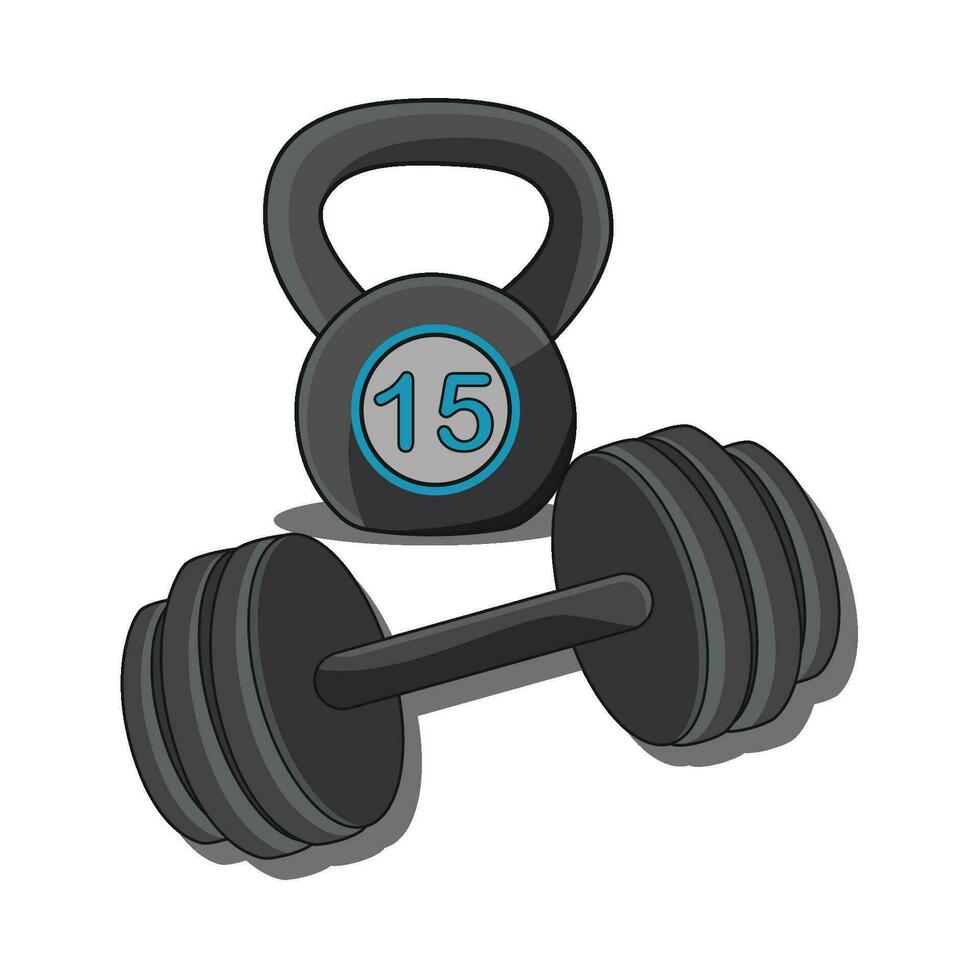 illustration of kettlebell and barbell vector