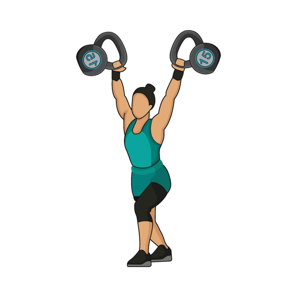 illustration of woman with kettlebell vector