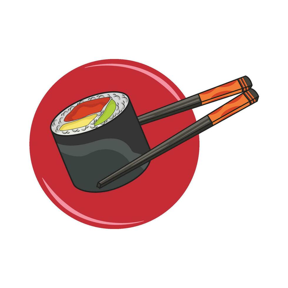 ilustración de Sushi con palillos vector