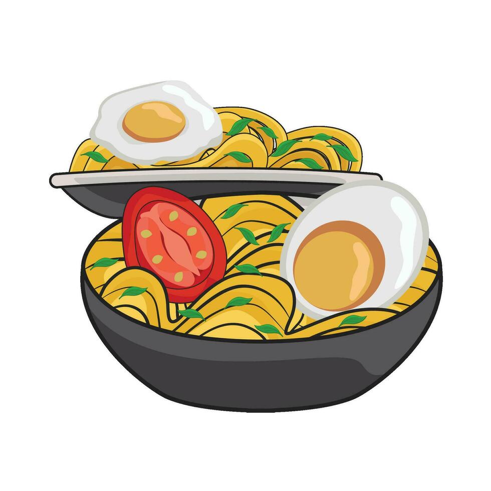 ilustración de fideos vector