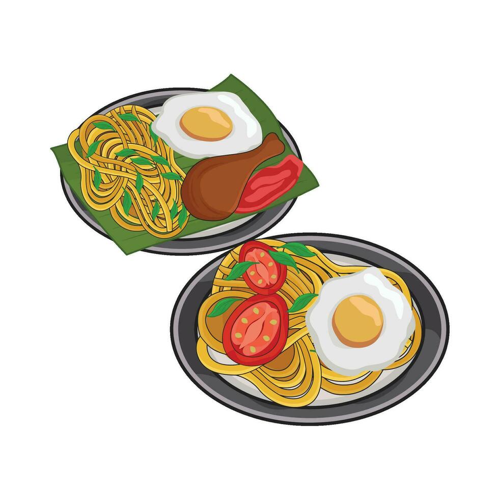 ilustración de fideos vector