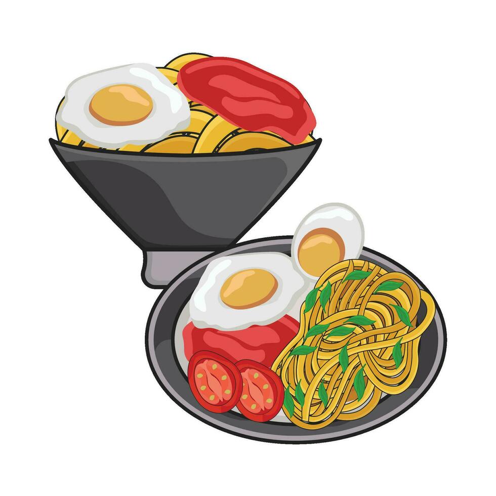 ilustración de fideos vector