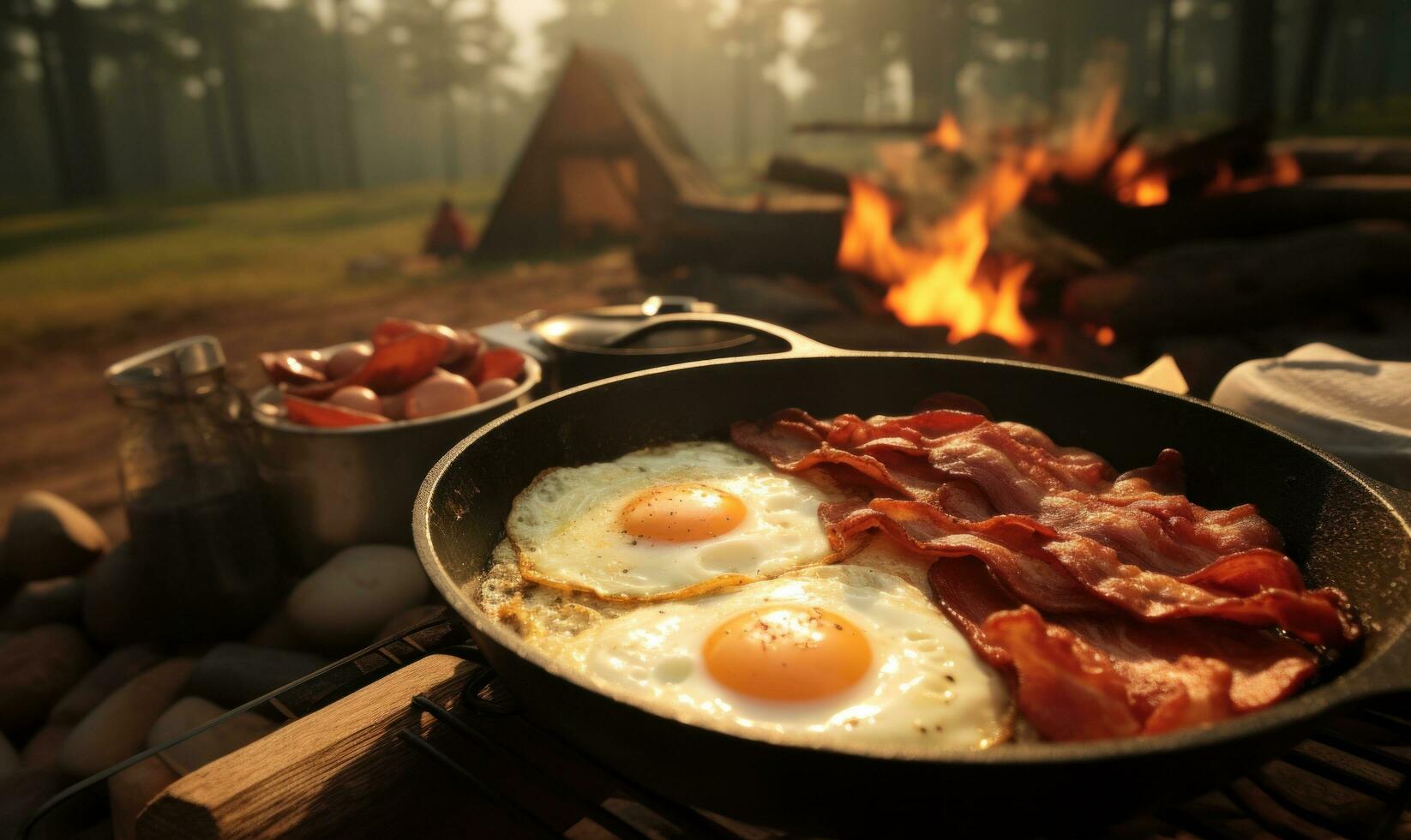 AI generated bacon and eggs is a classic camp foods photo