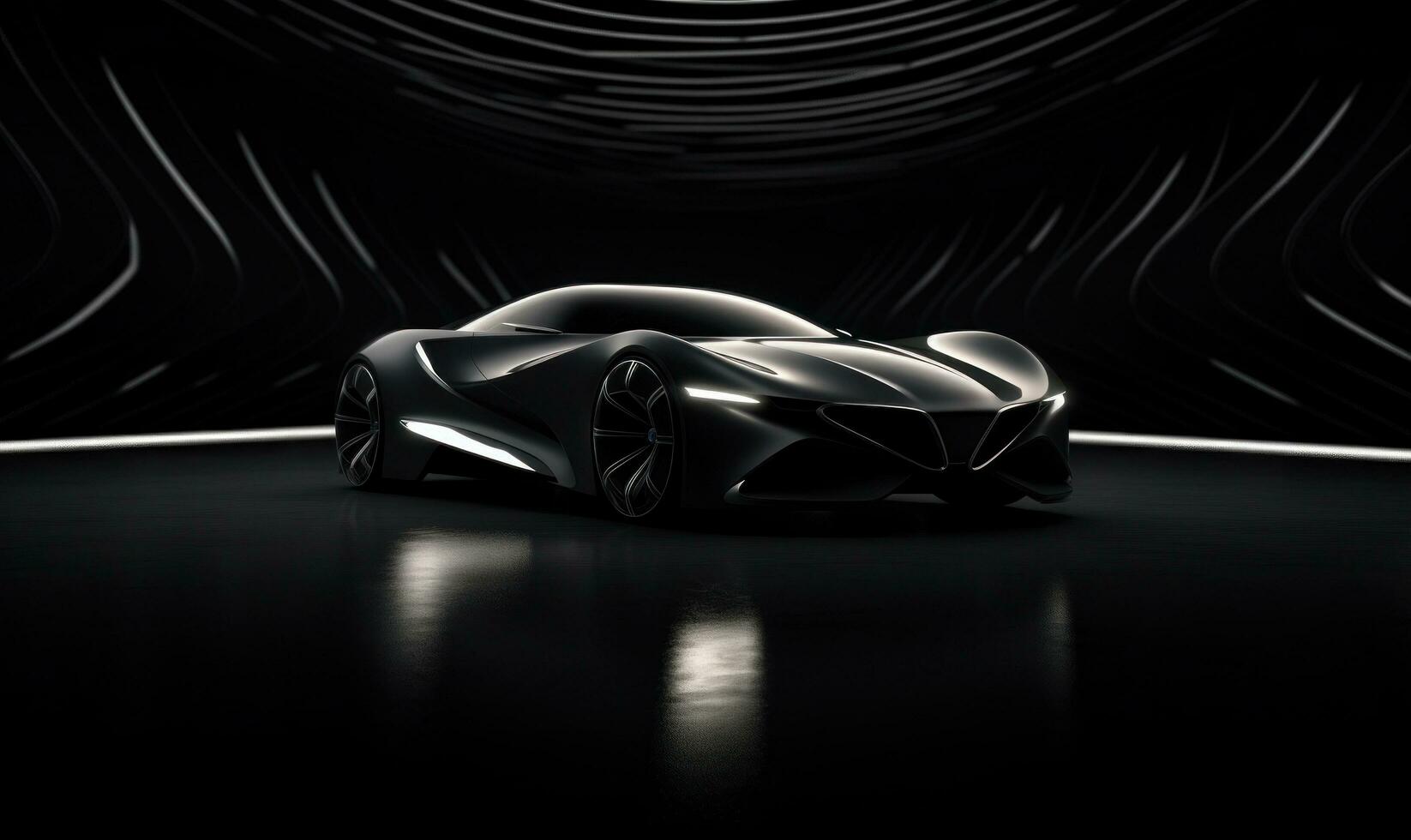 AI generated a black and white futuristic car on a surface photo