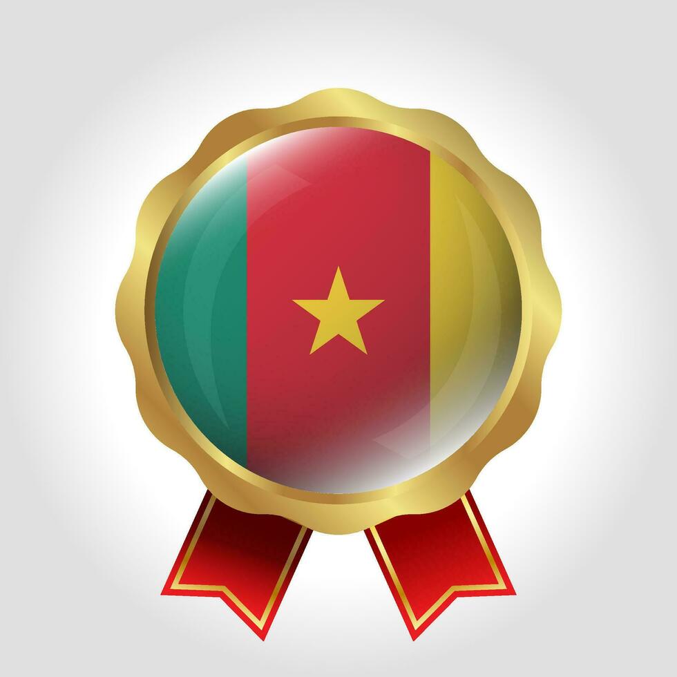 Creative Cameroon Flag Label Vector Design