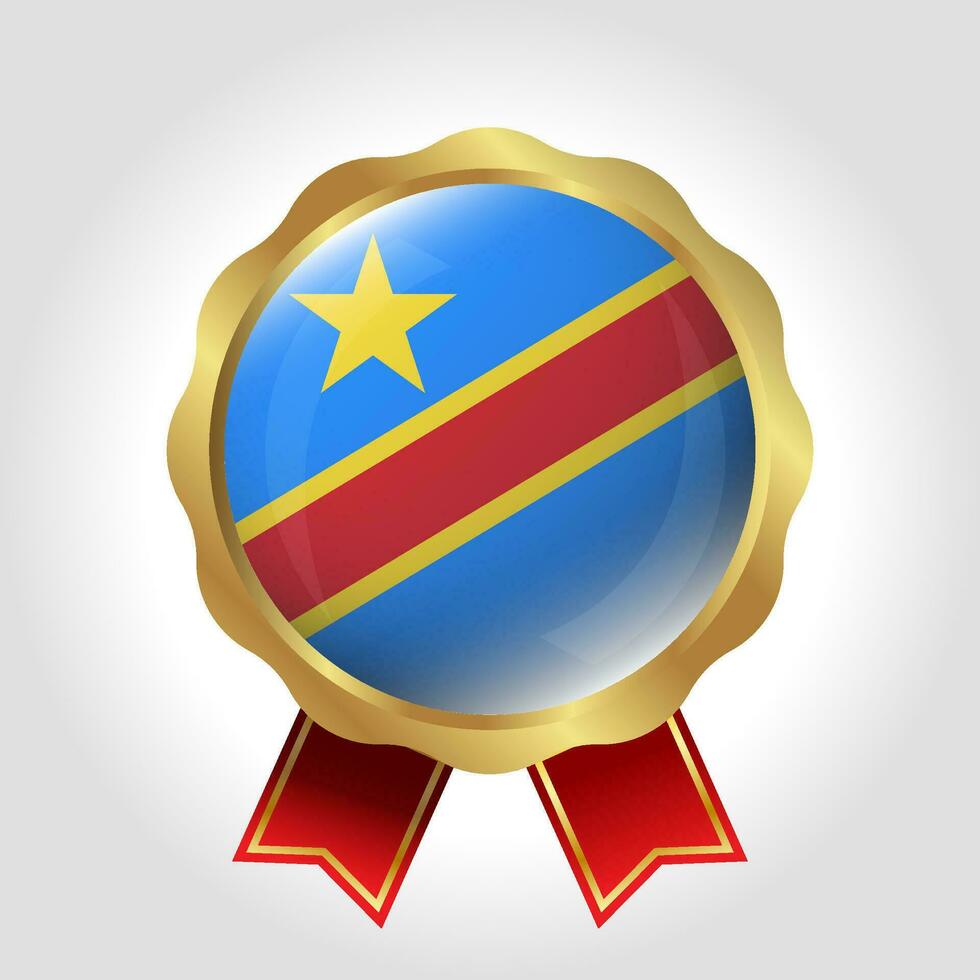 Creative Democratic Republic of the Congo Flag Label Vector Design