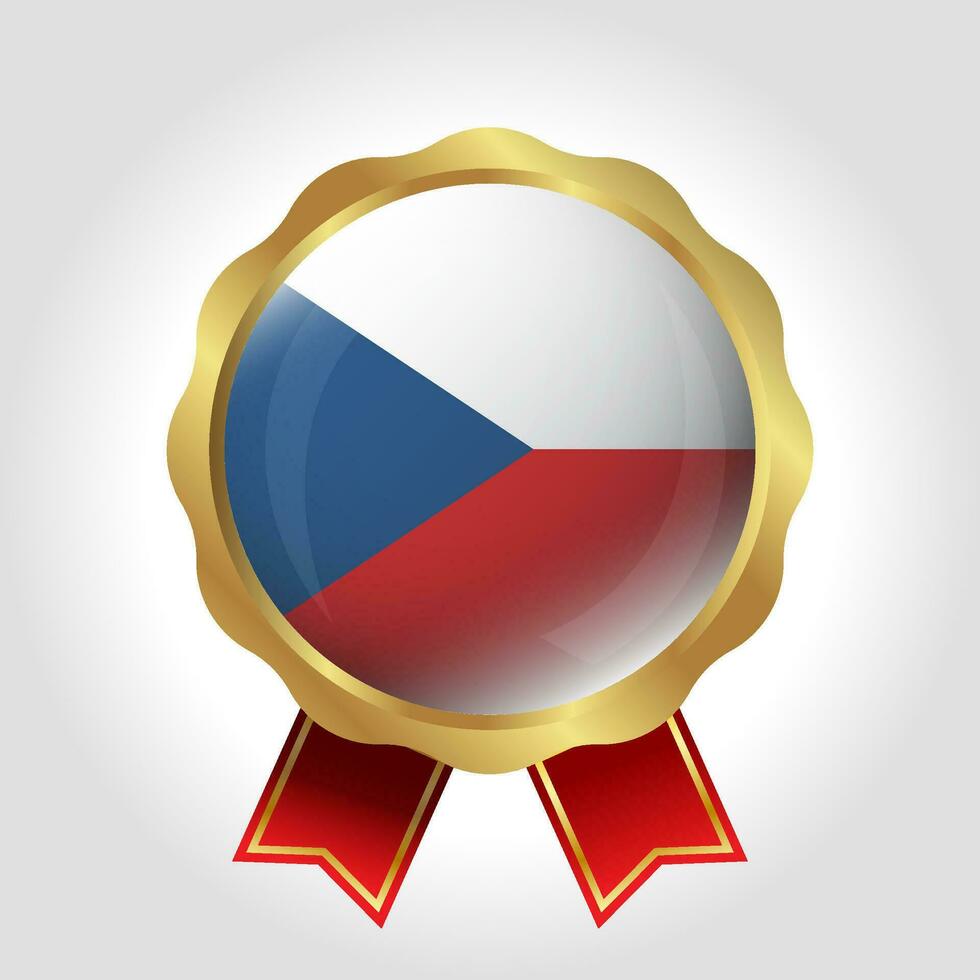 Creative Czech Republic Flag Label Vector Design