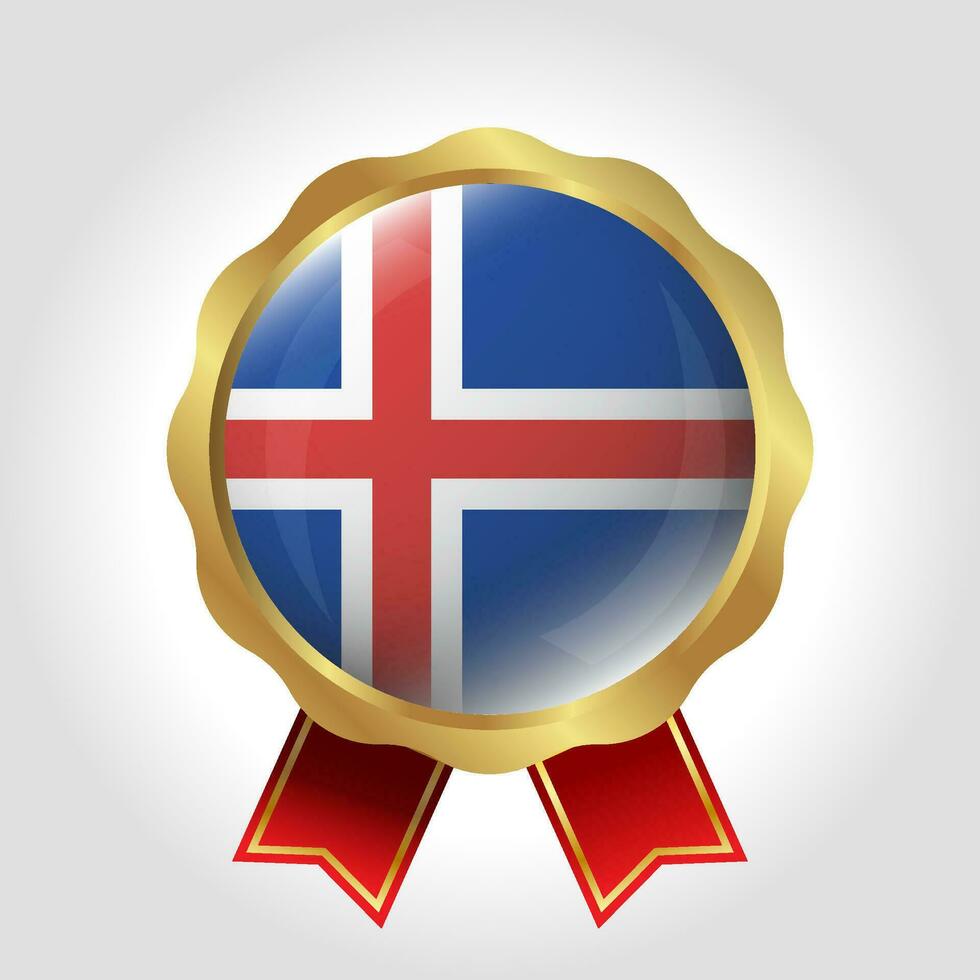 Creative Iceland Flag Label Vector Design