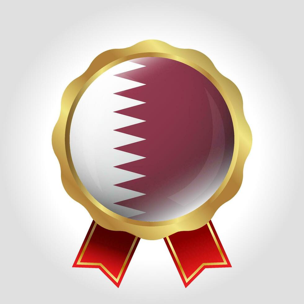 Creative Qatar Flag Label Vector Design