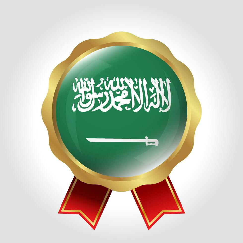 Creative Saudi Arabia Flag Label Vector Design
