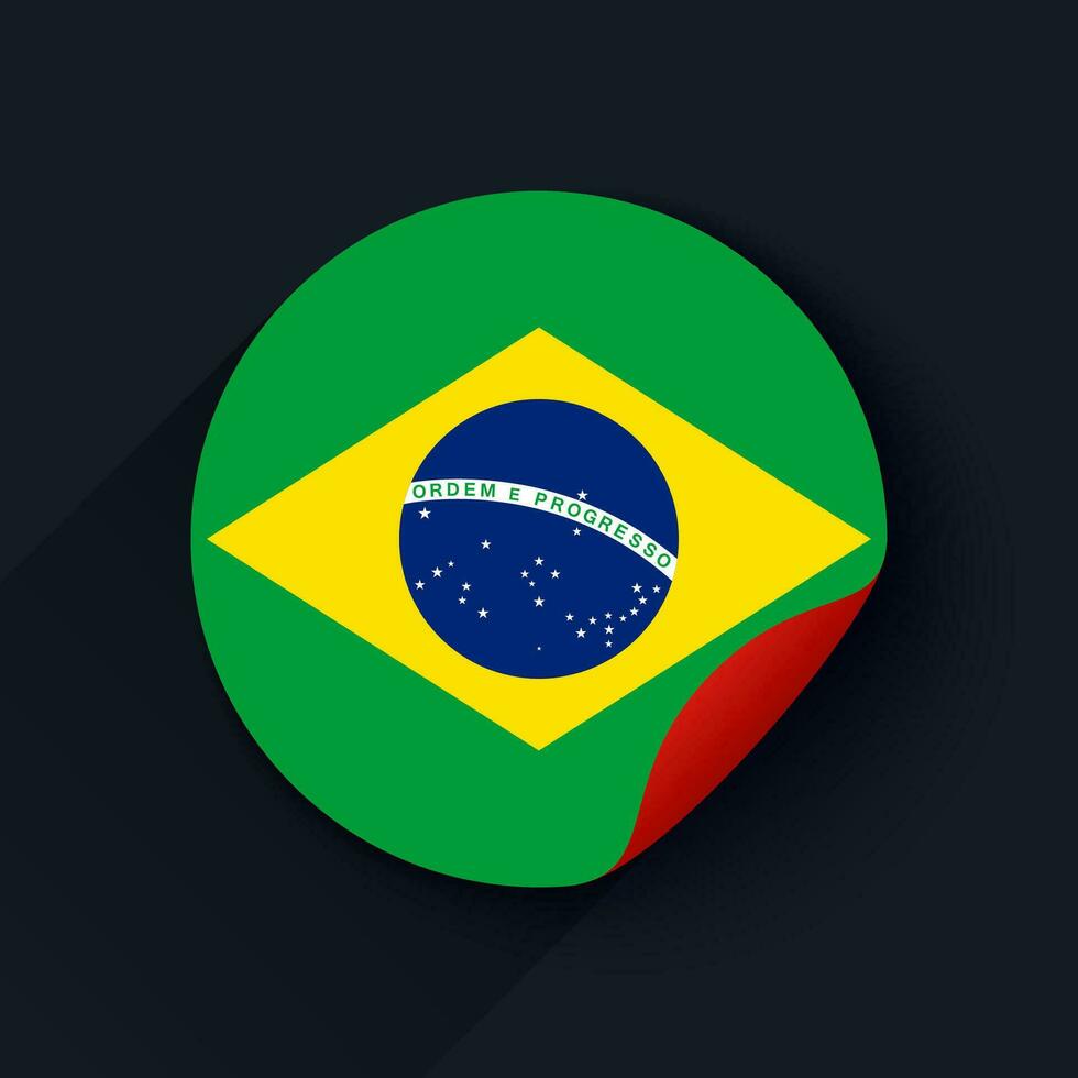 Brasil bandera pegatina vector ilustración