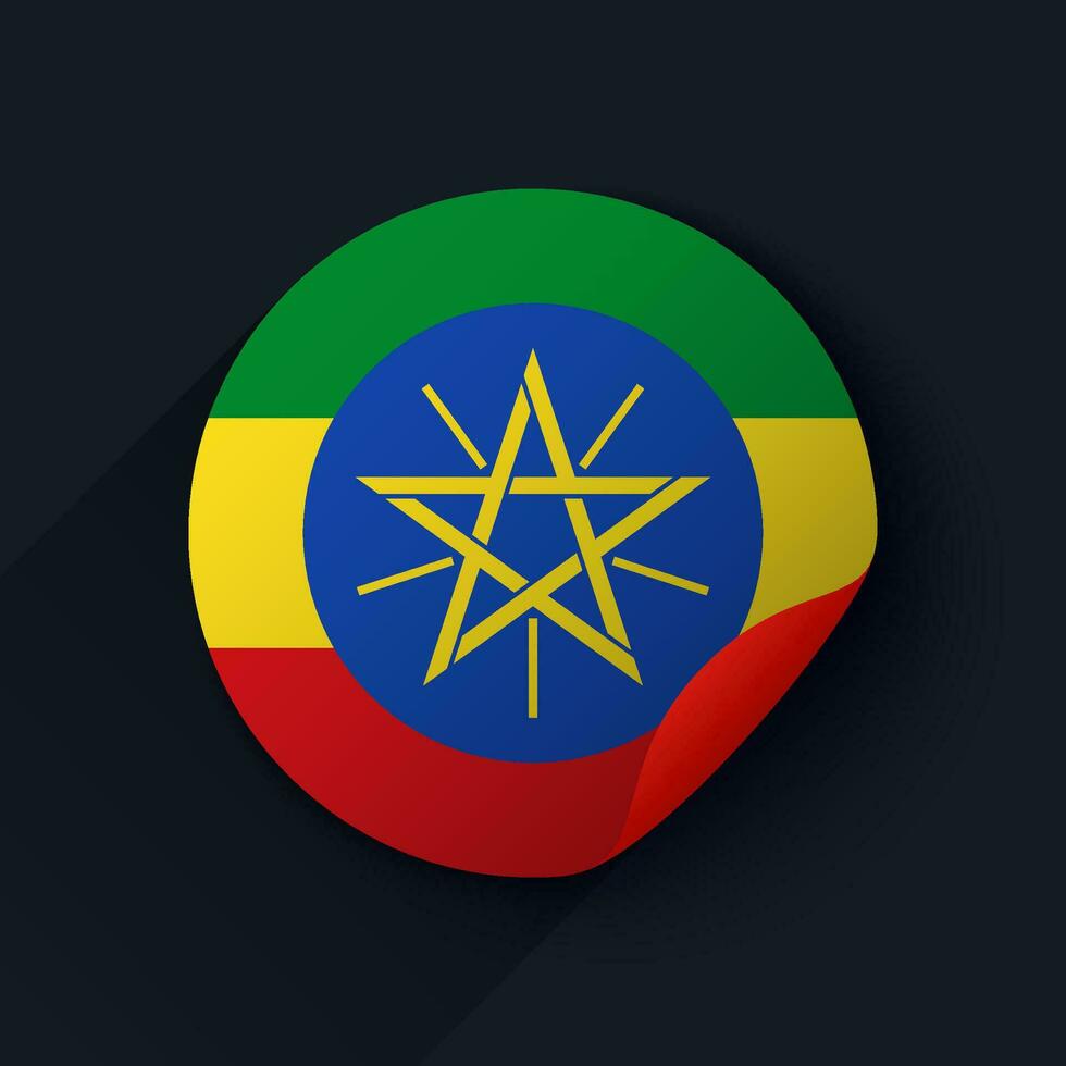 Ethiopia Flag Sticker Vector Illustration