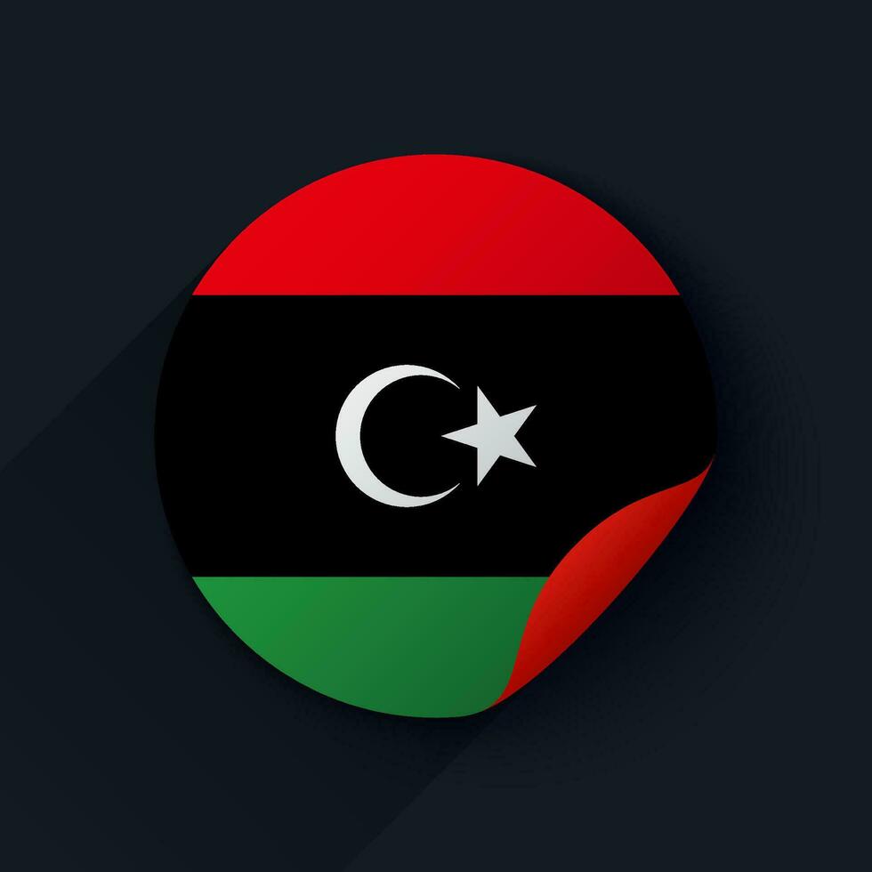 Libya Flag Sticker Vector Illustration