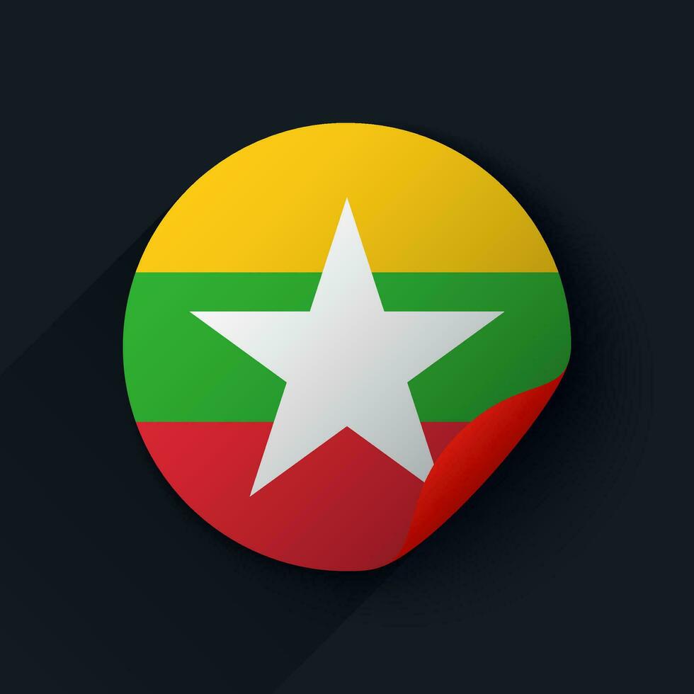 Myanmar Flag Sticker Vector Illustration