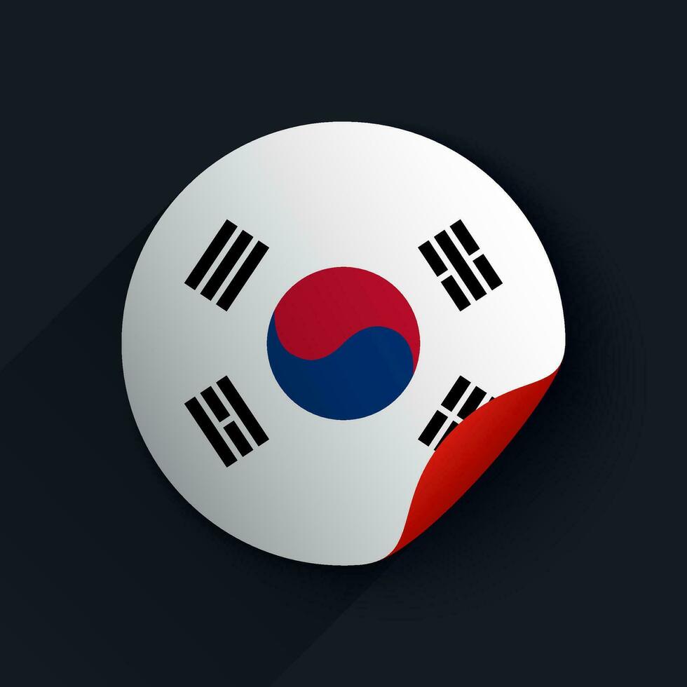 South Korea Flag Sticker Vector Illustration