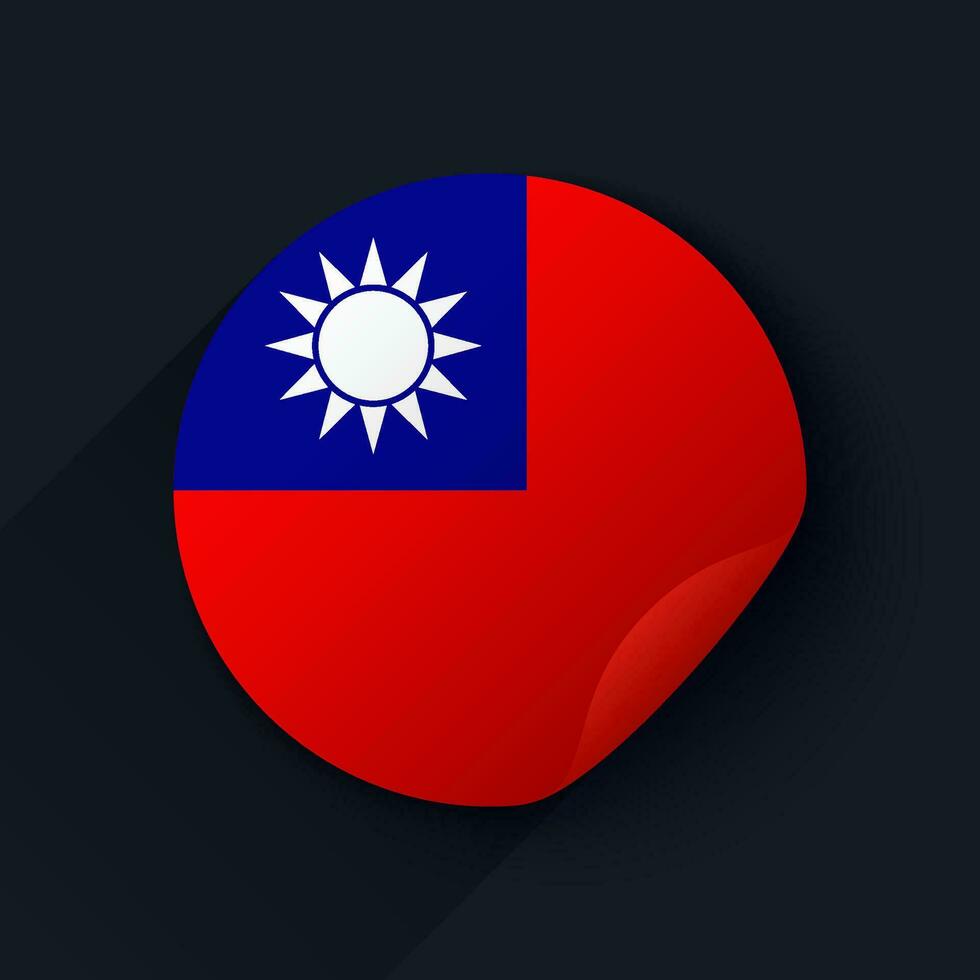 Taiwan Flag Sticker Vector Illustration