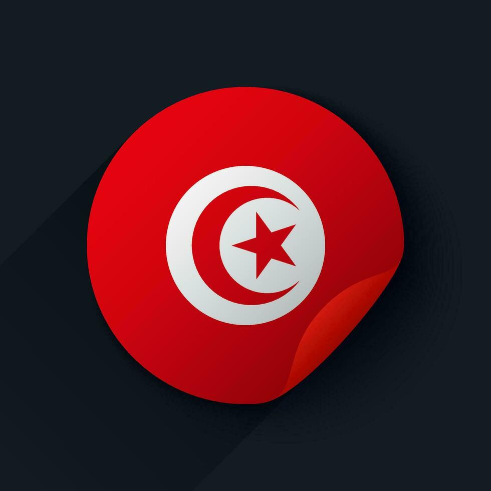 Tunisia Flag Sticker Vector Illustration