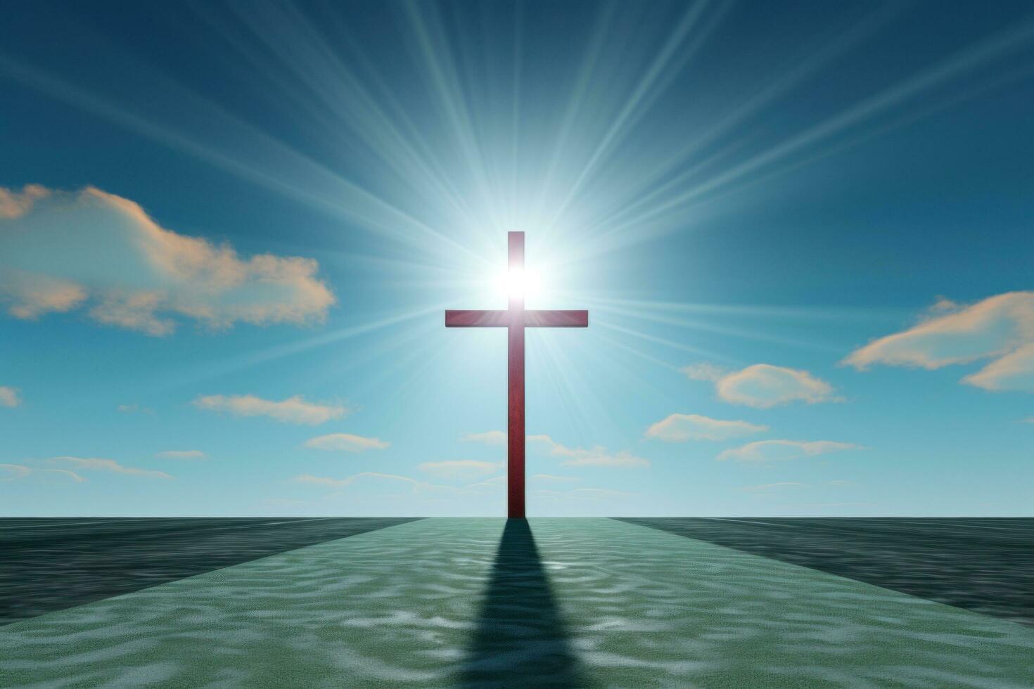 AI generated a cross is standing on a blue background photo