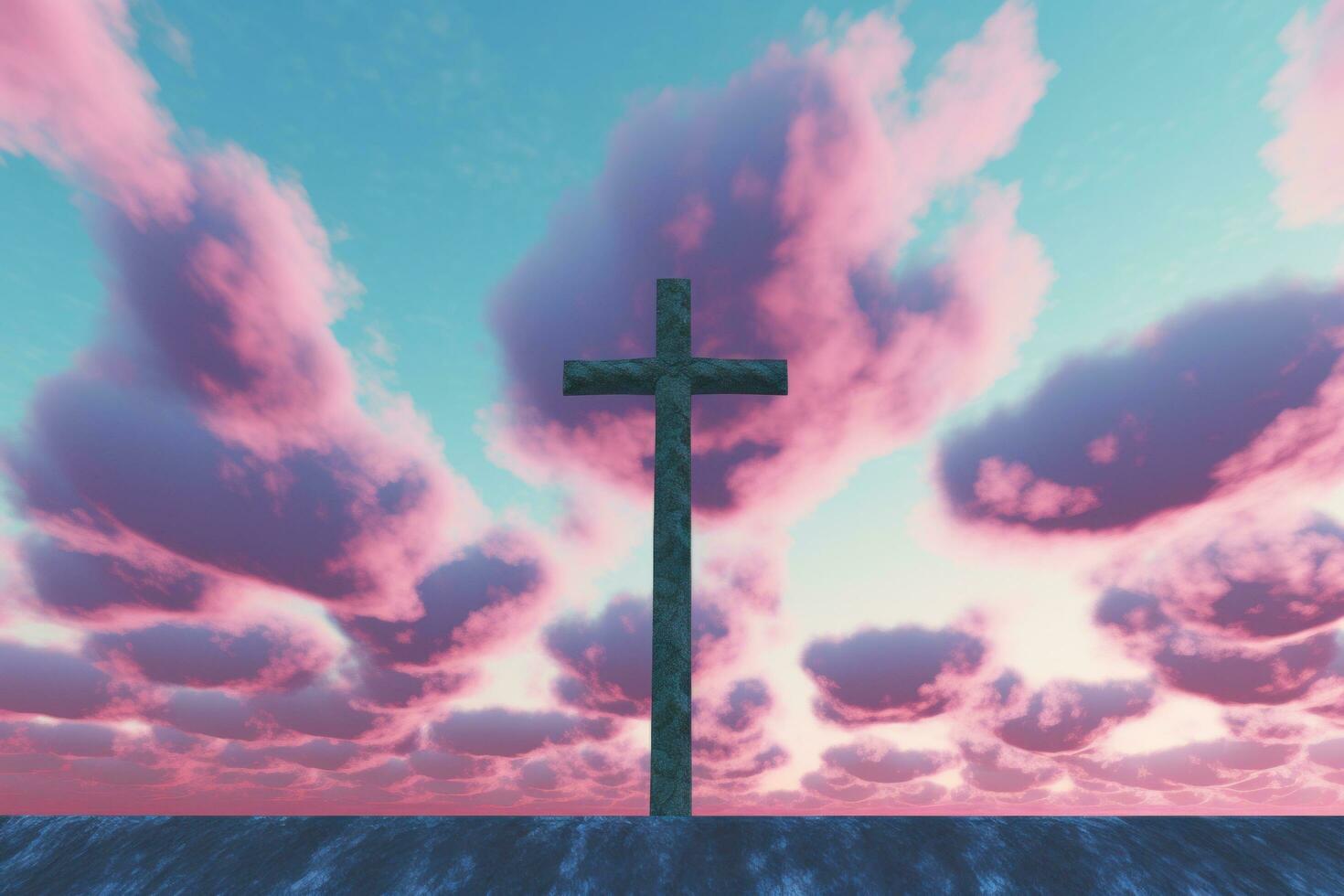 AI generated a cross is standing on a blue background photo