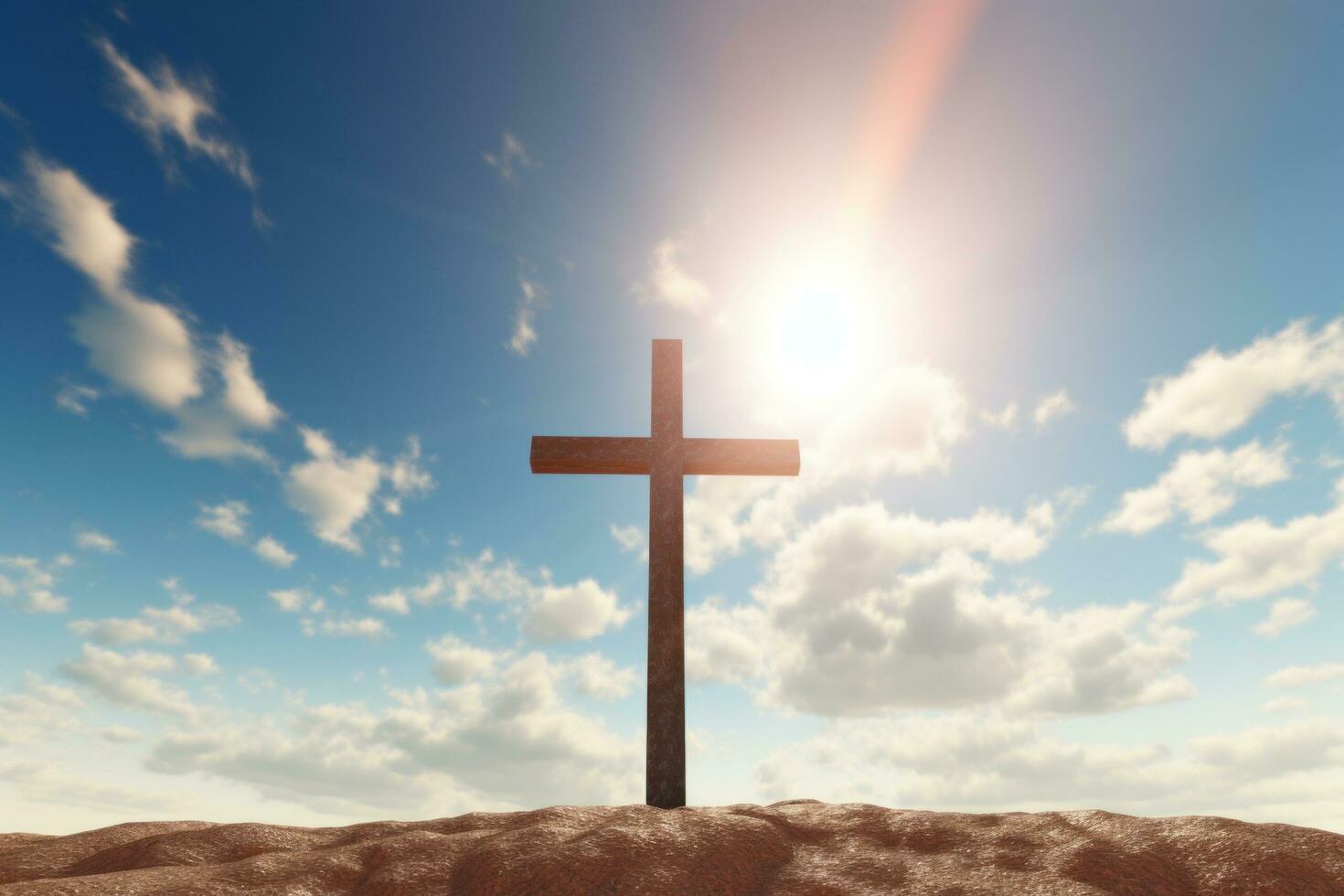 AI generated a cross is standing on a blue background photo