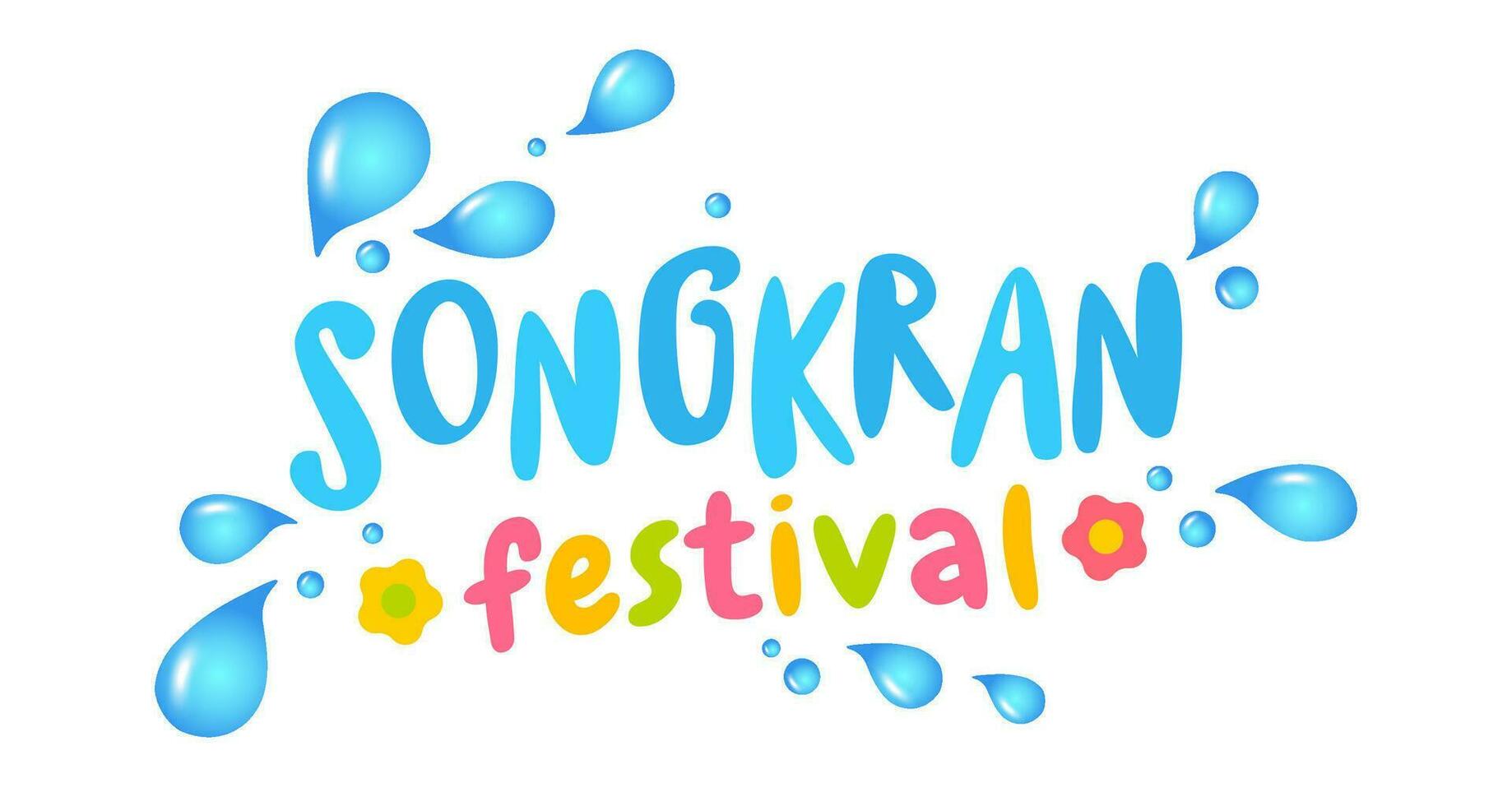 Vector illustration for Songkran festival in Thailand. Vector typography with realistic water drops for Songkran.