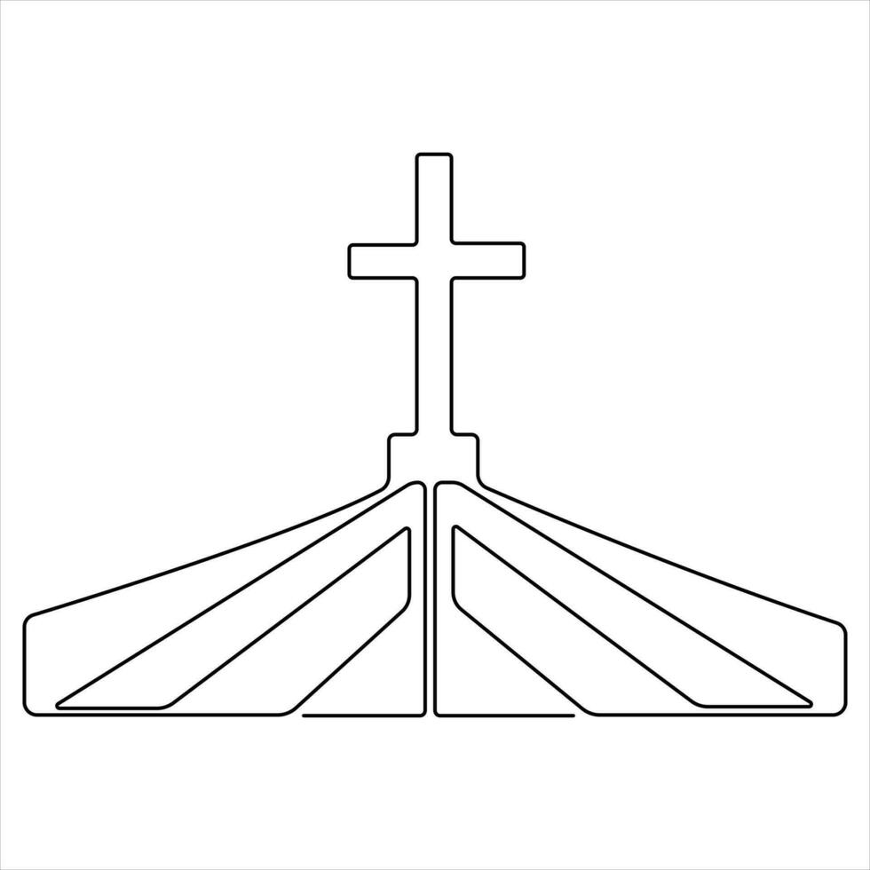 continuo soltero línea Arte símbolo de religión vector ilustración cruzar símbolo de cristiandad