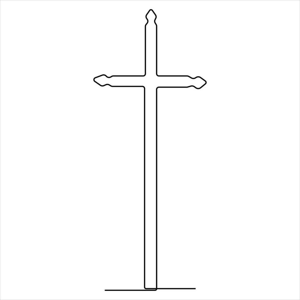 Continuous single line art symbol of religion vector illustration cross symbol of Christianity