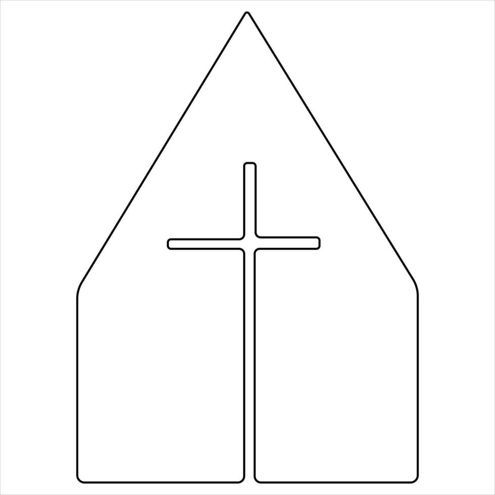 Continuous single line art symbol of religion vector illustration cross symbol of Christianity