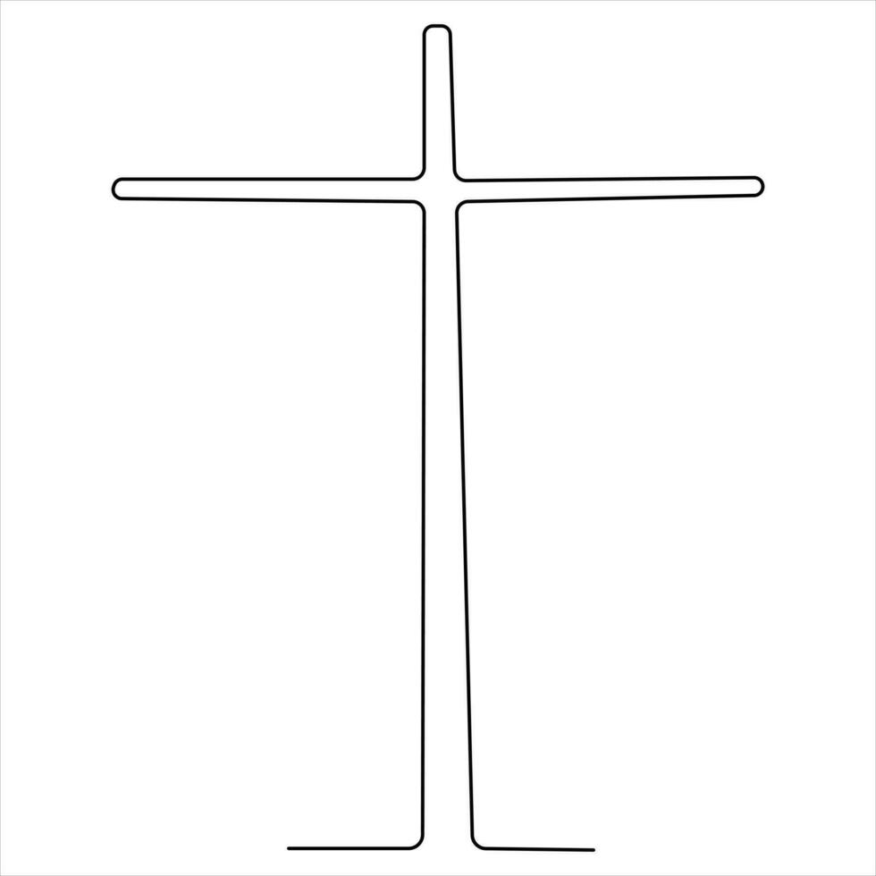Continuous single line art symbol of religion vector illustration cross symbol of Christianity