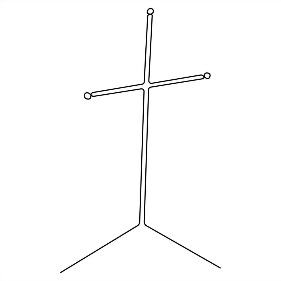 Continuous single line art symbol of religion vector illustration cross symbol of Christianity