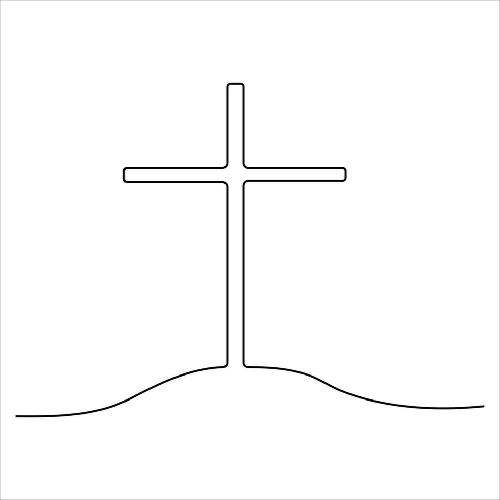 Continuous single line art symbol of religion vector illustration cross symbol of Christianity