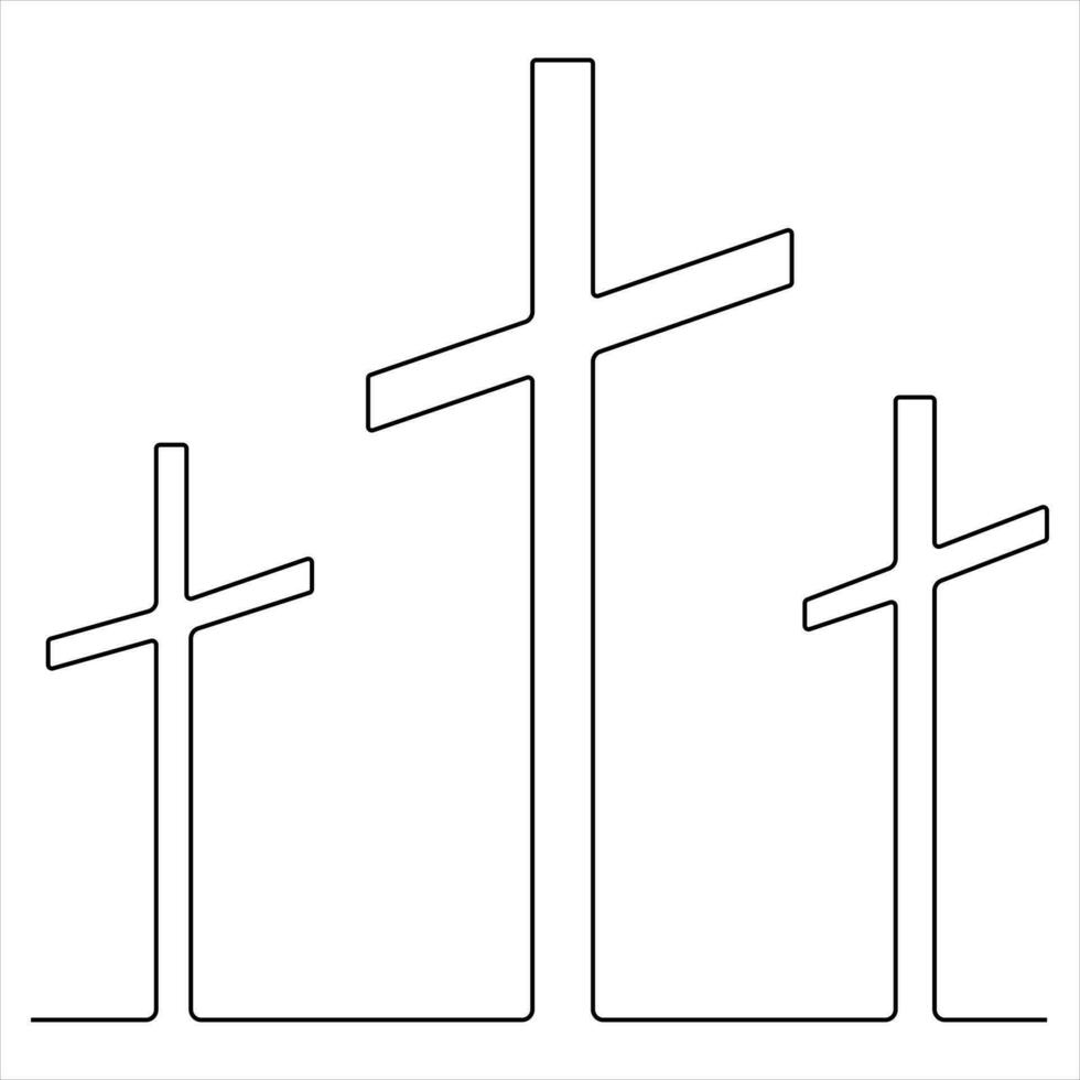 Continuous single line art symbol of religion vector illustration cross symbol of Christianity