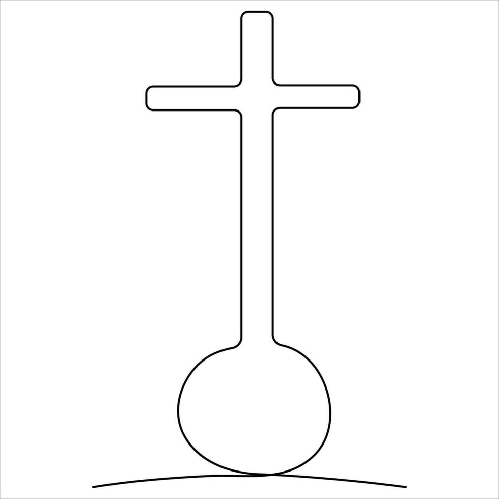 Continuous single line art symbol of religion vector illustration cross symbol of Christianity