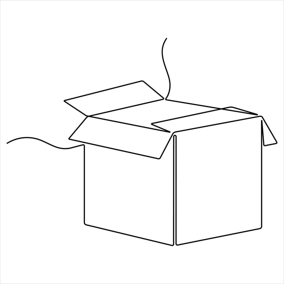 continuo uno línea Arte dibujo abierto caja contorno vector Arte minimalista diseño