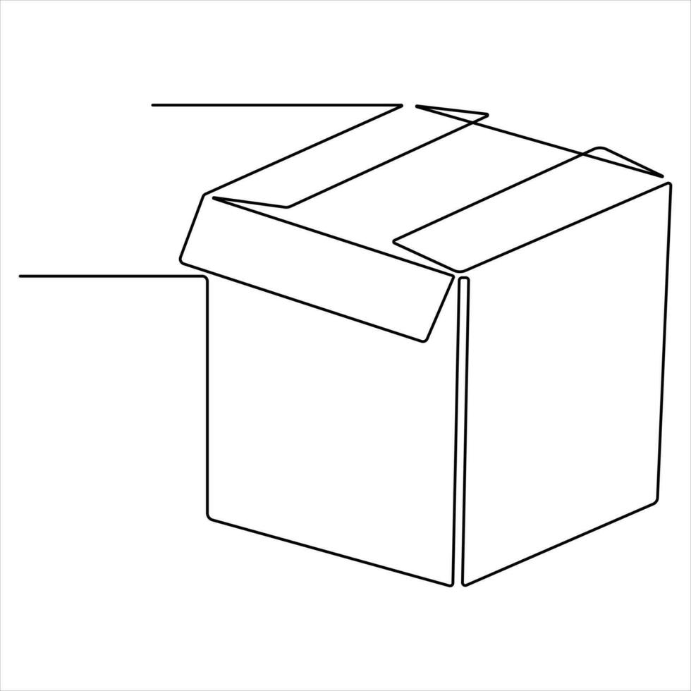 continuo uno línea Arte dibujo abierto caja contorno vector Arte minimalista diseño