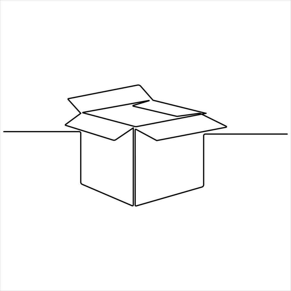 continuo uno línea Arte dibujo abierto caja contorno vector Arte minimalista diseño