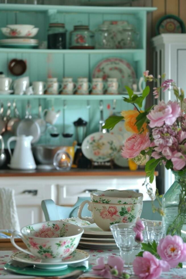 AI generated Cottage Chic Easter Kitchen photo