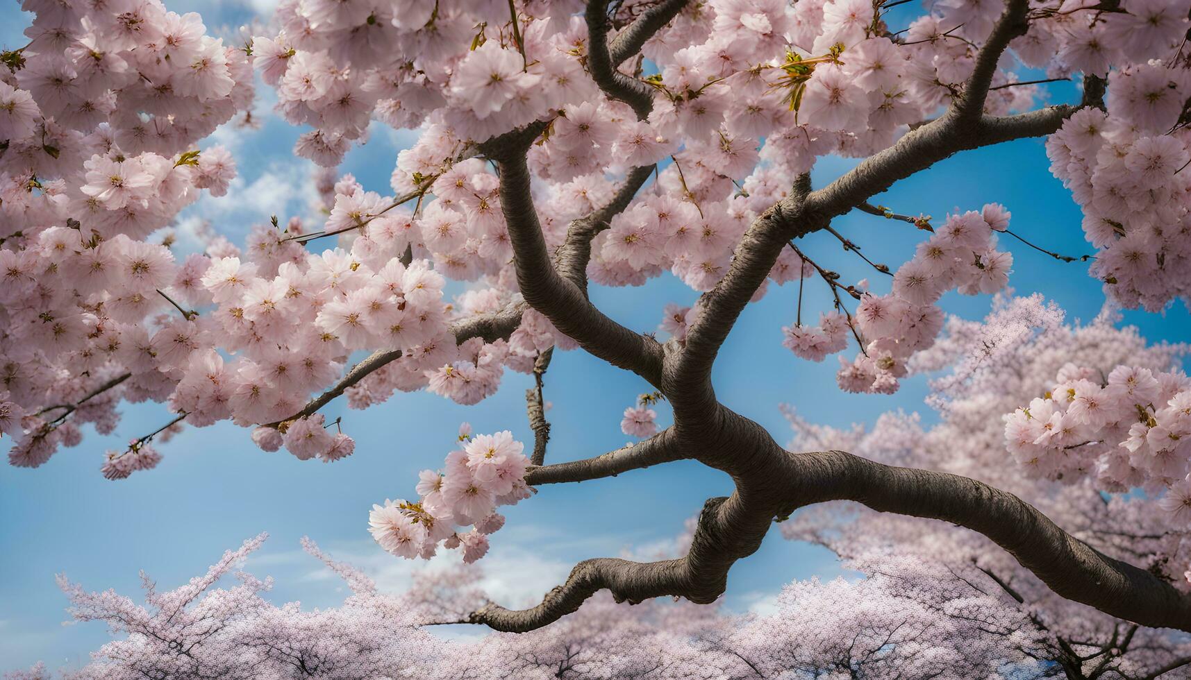 AI generated cherry blossoms in bloom on a tree photo