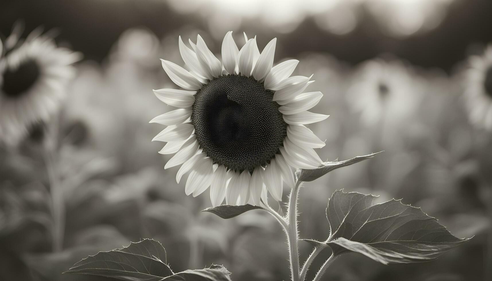 AI generated a black and white photo of a sunflower