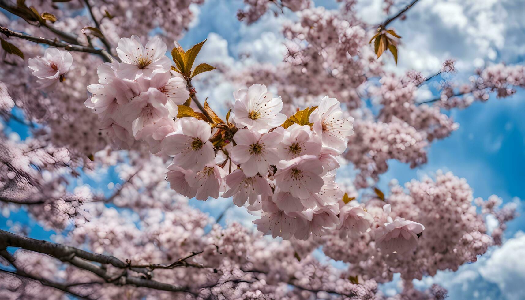 AI generated cherry blossoms in bloom on a tree photo