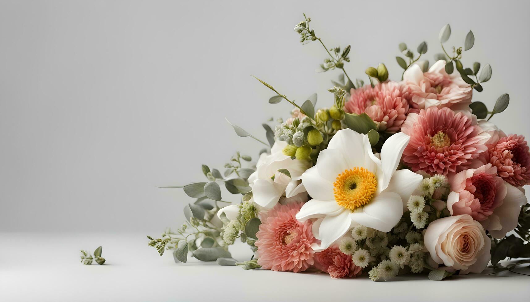AI generated a bouquet of flowers on a white background photo