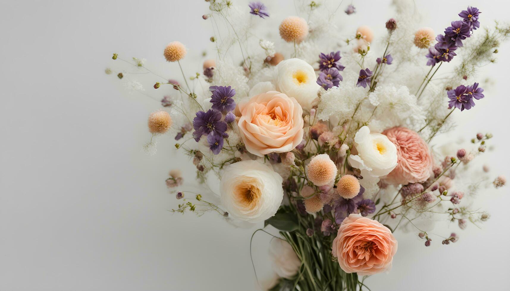 AI generated a bouquet of flowers is shown on a white background photo