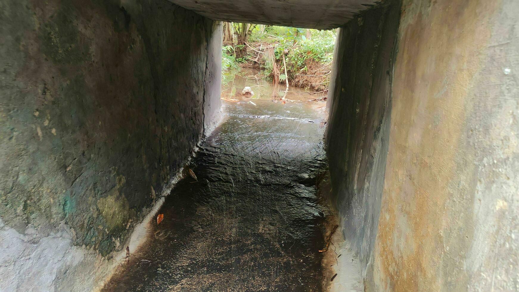 visible under the wall bridge in the river irrigation channel photo