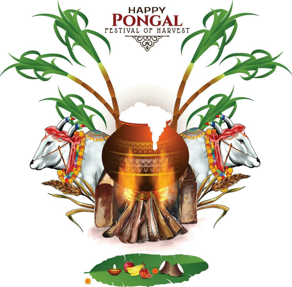 Happy pongal -Ponggal Valtukal vector