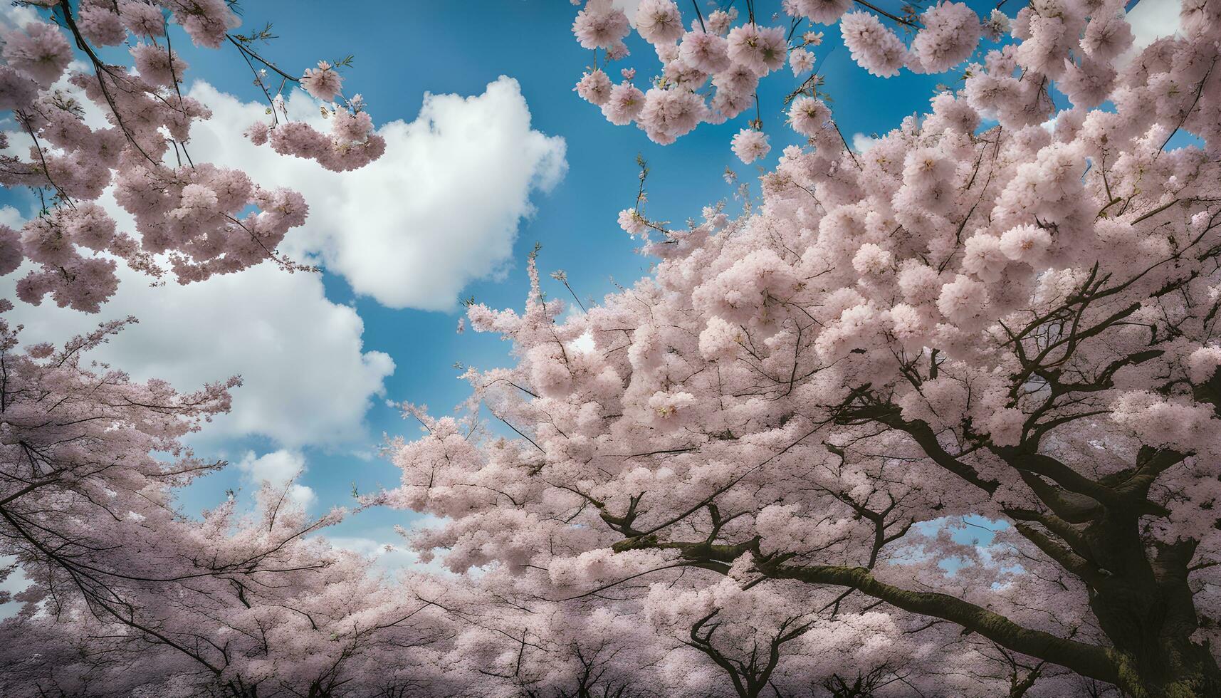 AI generated cherry blossoms in bloom on a sunny day photo