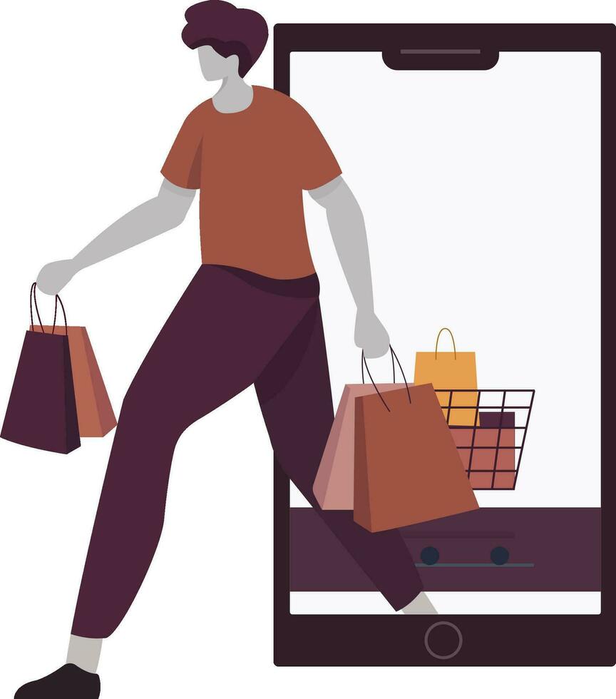 ilustración de compras en línea vector